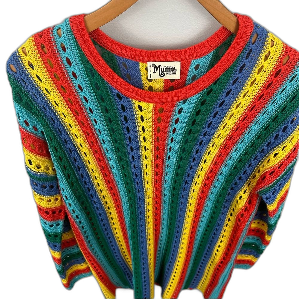 Show Me Your Mumu Cruz Sweater Rainbow Tropic Knit Size Medium - Picture 13 of 13